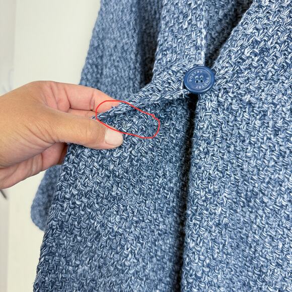 Poetry Womens Boxy Oversized Cotton Knit Cardigan Sweater Blue - M - Picture 4 of 11